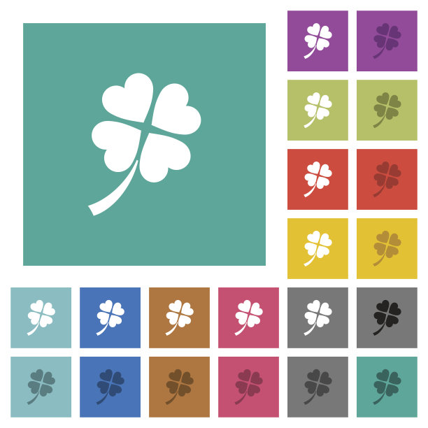 四叶草的方形扁平多色图标图片下载