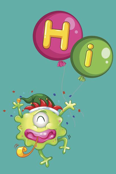 怪物拿着气球打招呼图片下载