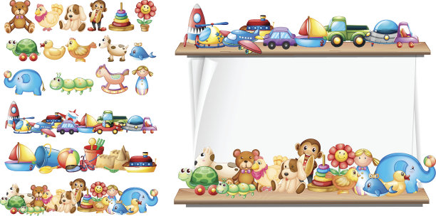 许多类型的玩具和纸模板图片下载