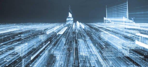 城市鸟瞰图与抽象运动模糊灯光，纽约市图片下载