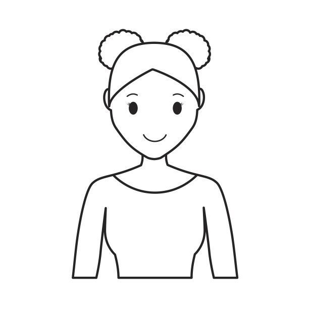 快乐的女孩脸卡通图标在白色的背景。矢量图图片下载