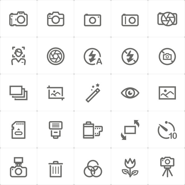 迷你图标设置相机图标矢量插图图片下载