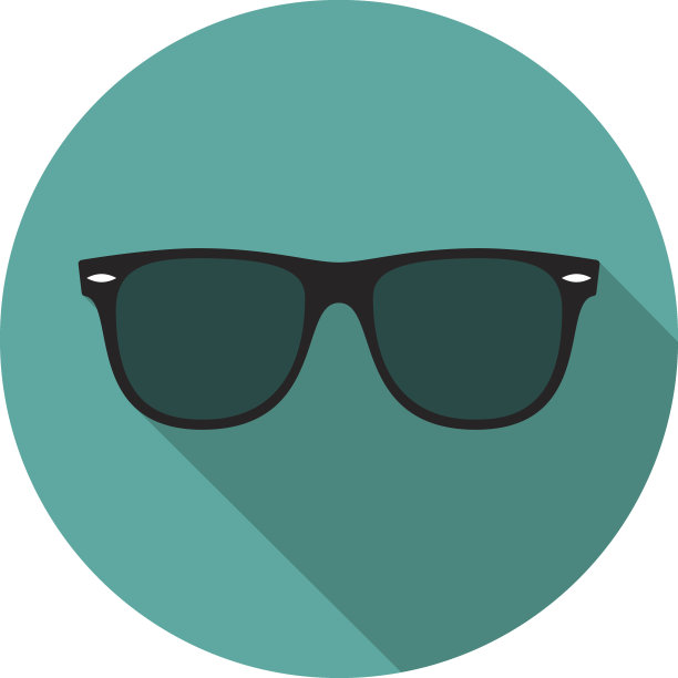 太阳镜圈图标与长阴影。平面设计风格。图片下载