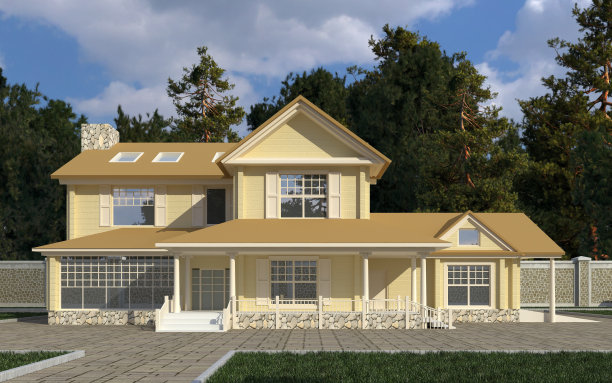 建筑照片逼真渲染3D插图图片下载