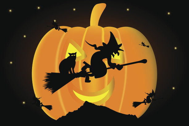 女巫骑在扫帚上，图片下载