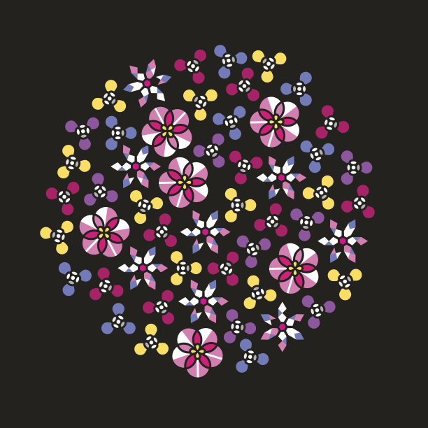 彩色花朵亮片抽象矢量云图片下载