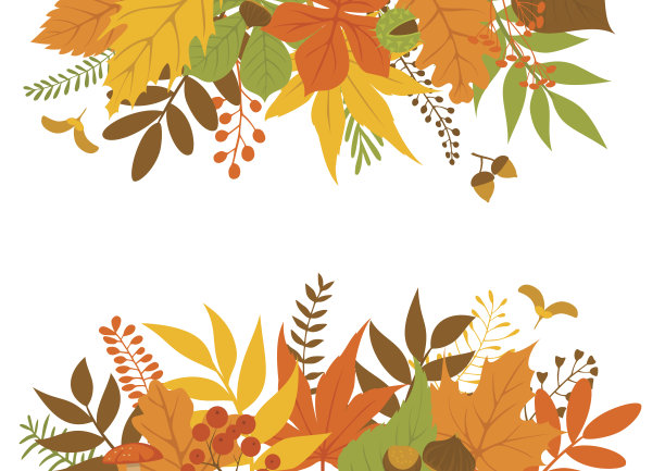 秋天的叶子头部和边框背景图片下载