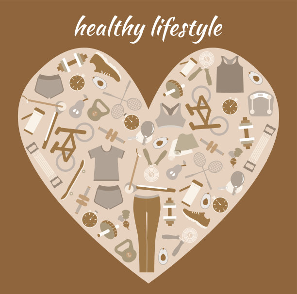 心脏形状的健康生活方式背景。图片下载