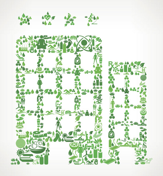 四星级酒店健康和健康图标设置背景模式图片下载