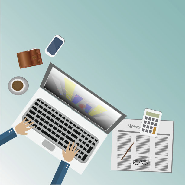 一个人在书桌上用电脑，项目管理的简要说明。和新闻图片下载