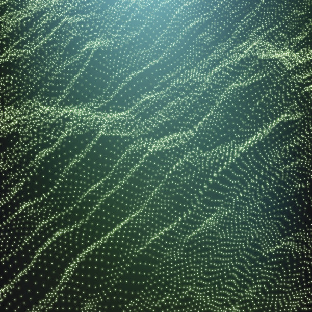 波网格背景。涟漪网格。矢量插图。3D技术风格。线框插图与点。图片下载