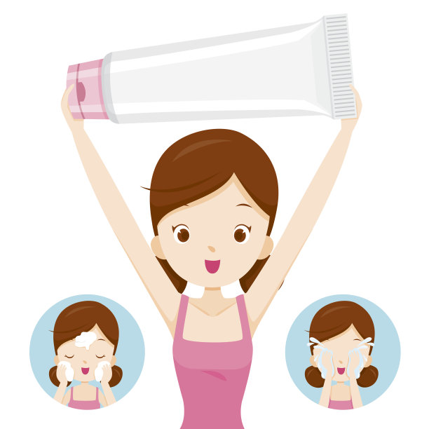 女孩携带包装和清洁面部素材图片