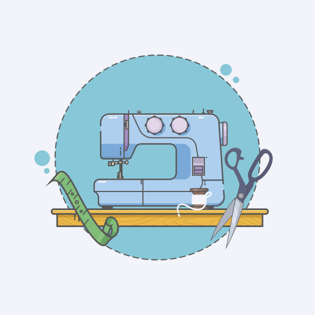 缝纫机图标。刺绣标志。白色背景上的线性图标。向量图片下载