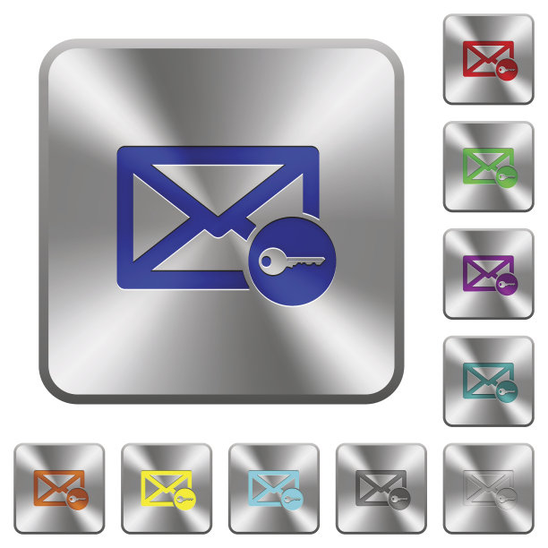 安全邮件圆形方形钢按钮图片下载