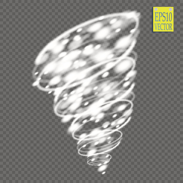 光飓风的影响。矢量发光的龙卷风，旋涡风暴锥的闪亮星尘闪烁在透明的背景。晶莹剔透的暴风雪漏斗，冰天雪地的魔法照明。旋风的天气图片下载