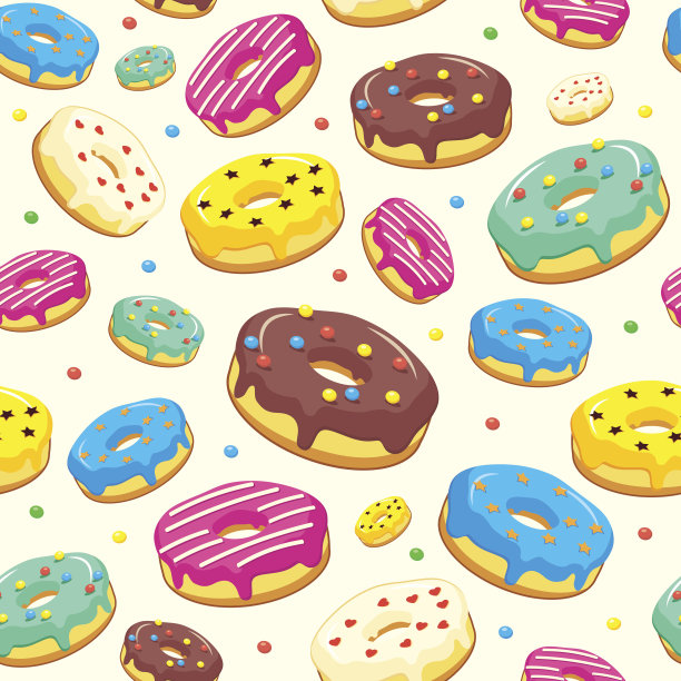 无缝模式与烘焙和糕点产品，矢量插图打印图片下载