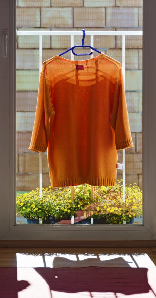 栏杆上的橙色套衫图片下载