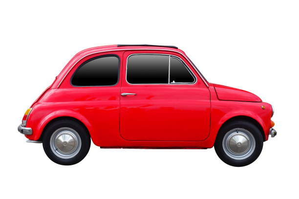 侧面的红色老爷车孤立图片下载