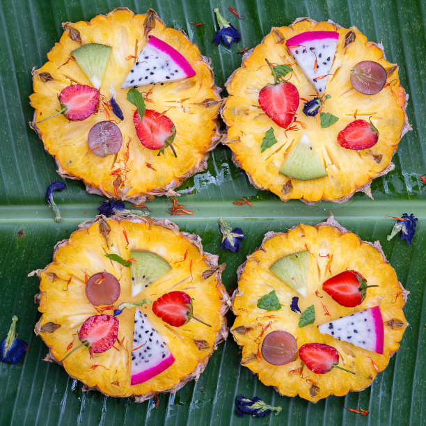 水果披萨的特写图片下载