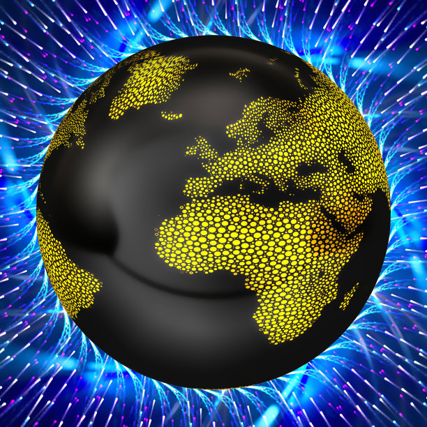 用蓝色电磁波设计地球的概念图片下载