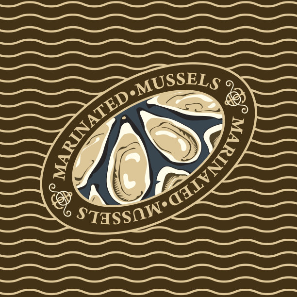 海浪背景下的腌贻贝图片下载