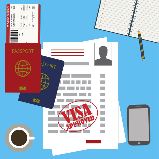 签证批准的空白或工作许可和护照与机票图片下载