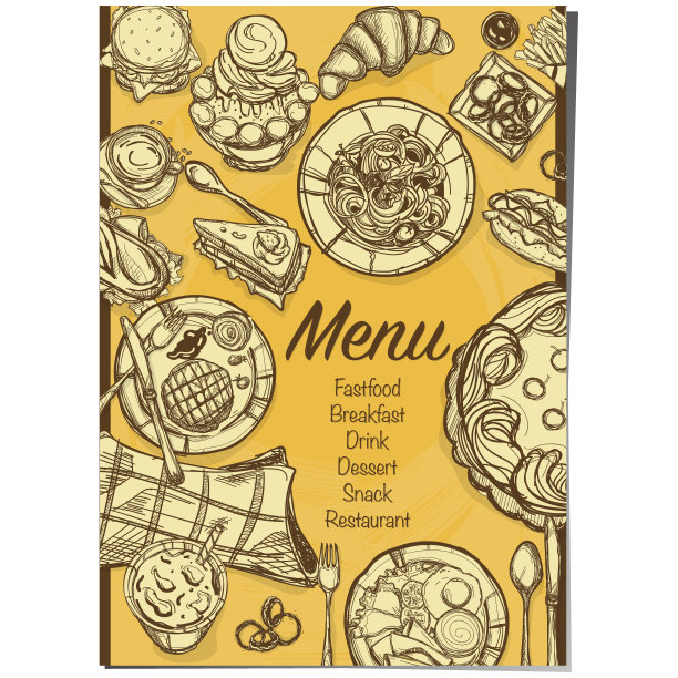 菜单快餐店模板设计手绘效果图图片下载