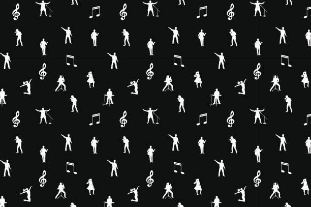 黑白音乐无缝背景。矢量图图片下载