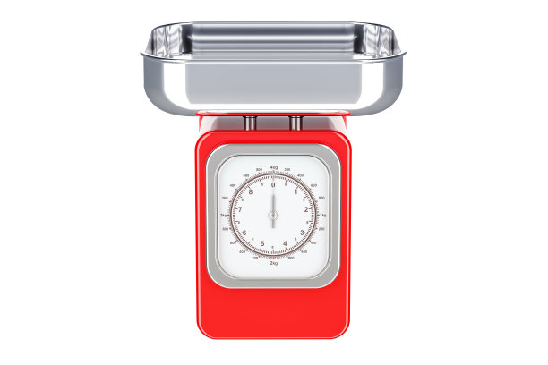 红色厨房规模，3D渲染孤立的白色背景图片下载