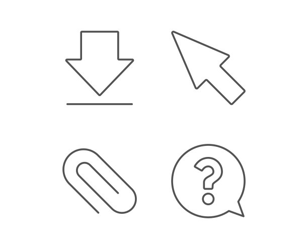 下载，附件剪辑和光标行图标。图片下载