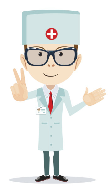 一个友善的医生的滑稽卡通插图图片下载