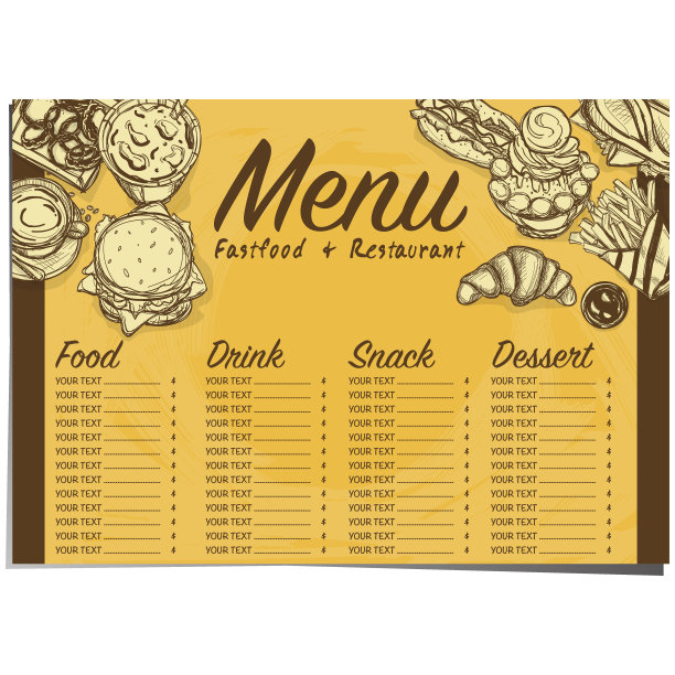 菜单快餐店模板设计手绘效果图图片下载