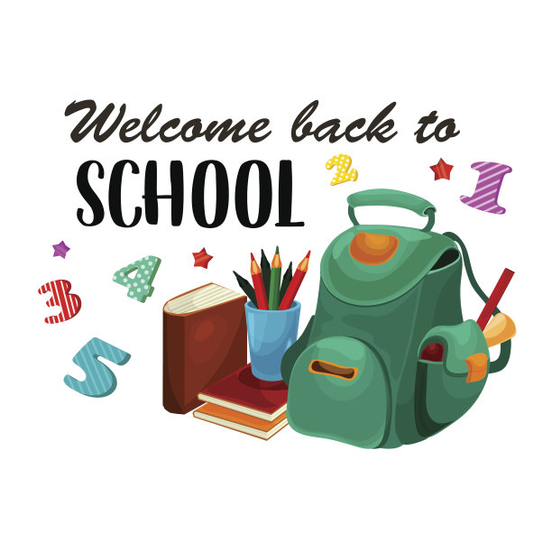 回到学校矢量背包文具海报图片下载