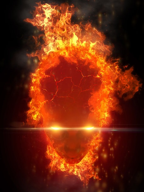 黑色背景上的火面图片下载