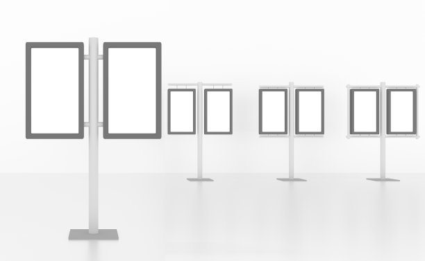 白色房间的3D广告牌。图片下载