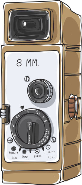 复古摄像机复古设计手绘矢量艺术插图图片下载