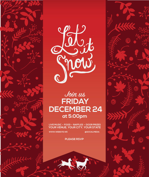 风格化让它雪手刻字圣诞祝福设计图片下载