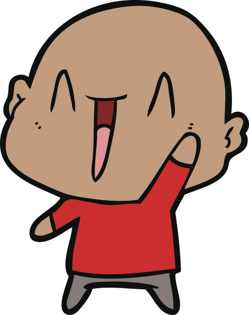 快乐的卡通秃头男人图片下载