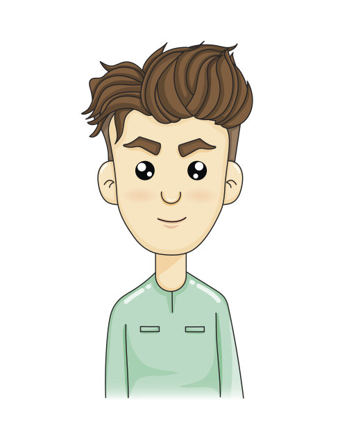 年轻男子面临韩国发型。矢量动画设计图片下载