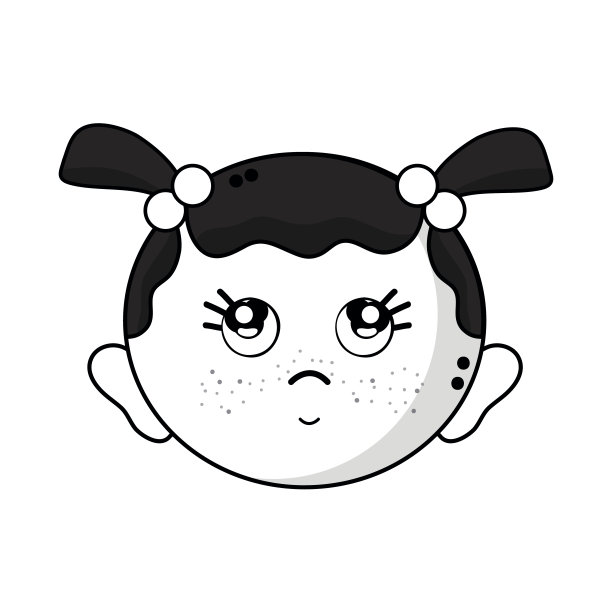 轮廓可爱的女婴头与发型设计图片下载