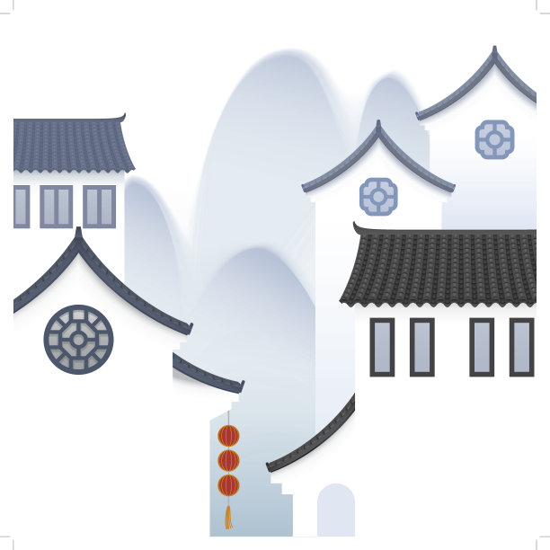 中国古镇以山为背景图片下载