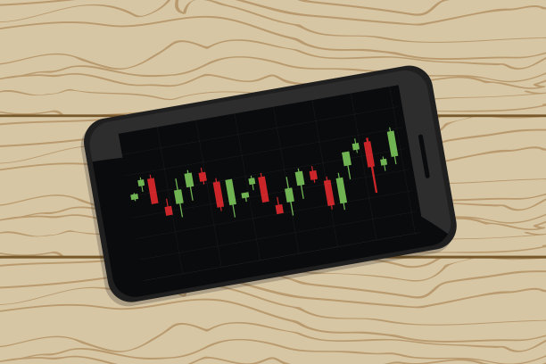 木桌子上的移动股票图表。图片下载