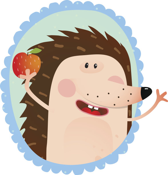 刺猬肖像吃苹果图片下载