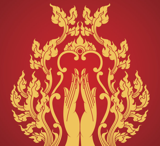 金色花卉艺术图案手部素材图片下载