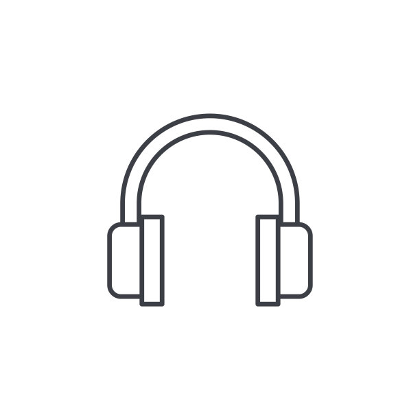 音乐耳机细线图标。线性向量符号图片下载