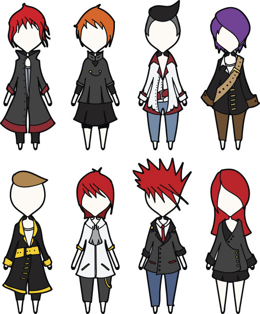 海盗角色向量设置卡通设计手机游戏装扮插画在白色的背景eps10图片下载