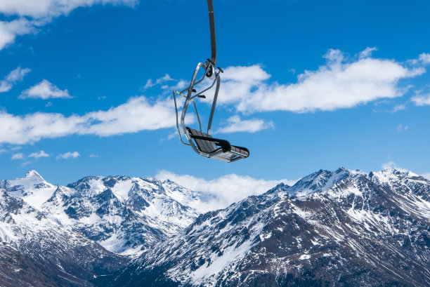 在奥地利滑雪胜地的冬季山谷缆车图片下载