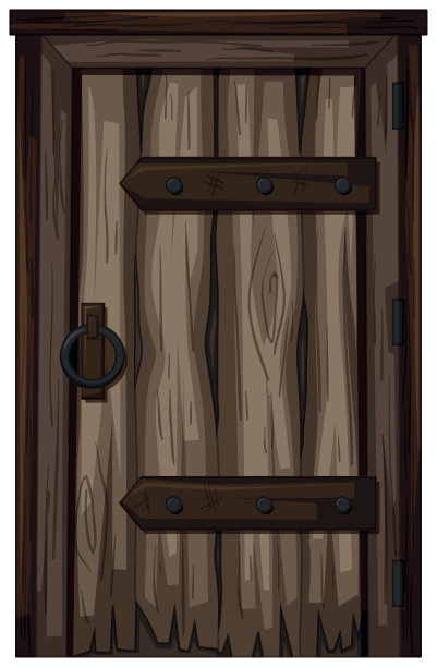 白色背景上的旧木门素材图片