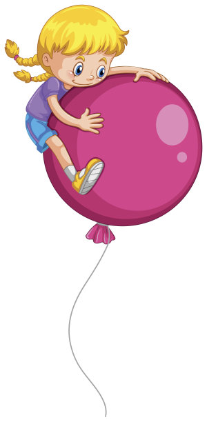 可爱的女孩和粉红色的气球图片下载