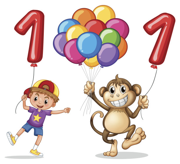 拿着气球的男孩和猴子是第一名图片下载